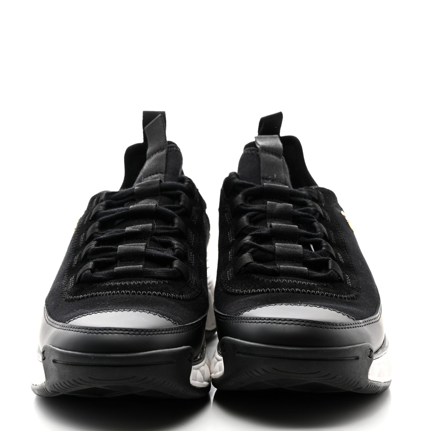 Velvet Calfskin Mixed Fibers CC Sneakers 39 Black