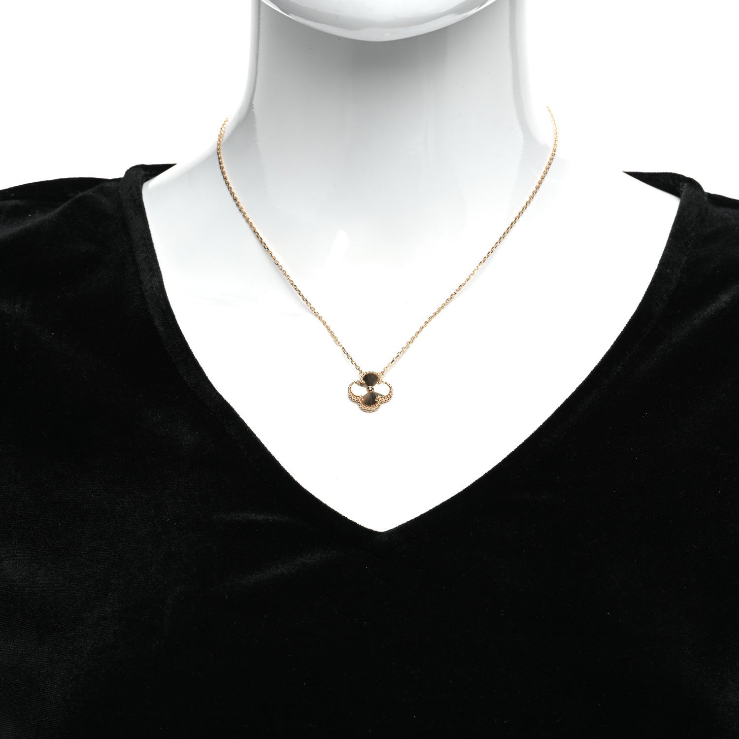 Van Cleef & Arpels 18K Yellow Gold Guilloche Vintage Alhambra Pendant Necklace 2 of 8