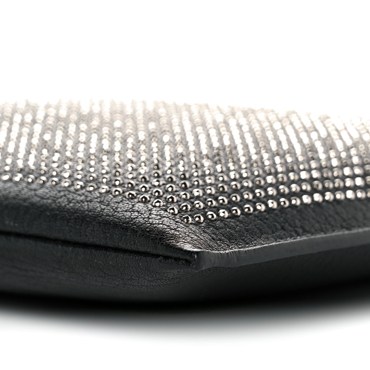 Saint Laurent Calfskin Studded Letters Zipped Clutch Black 10 of 11