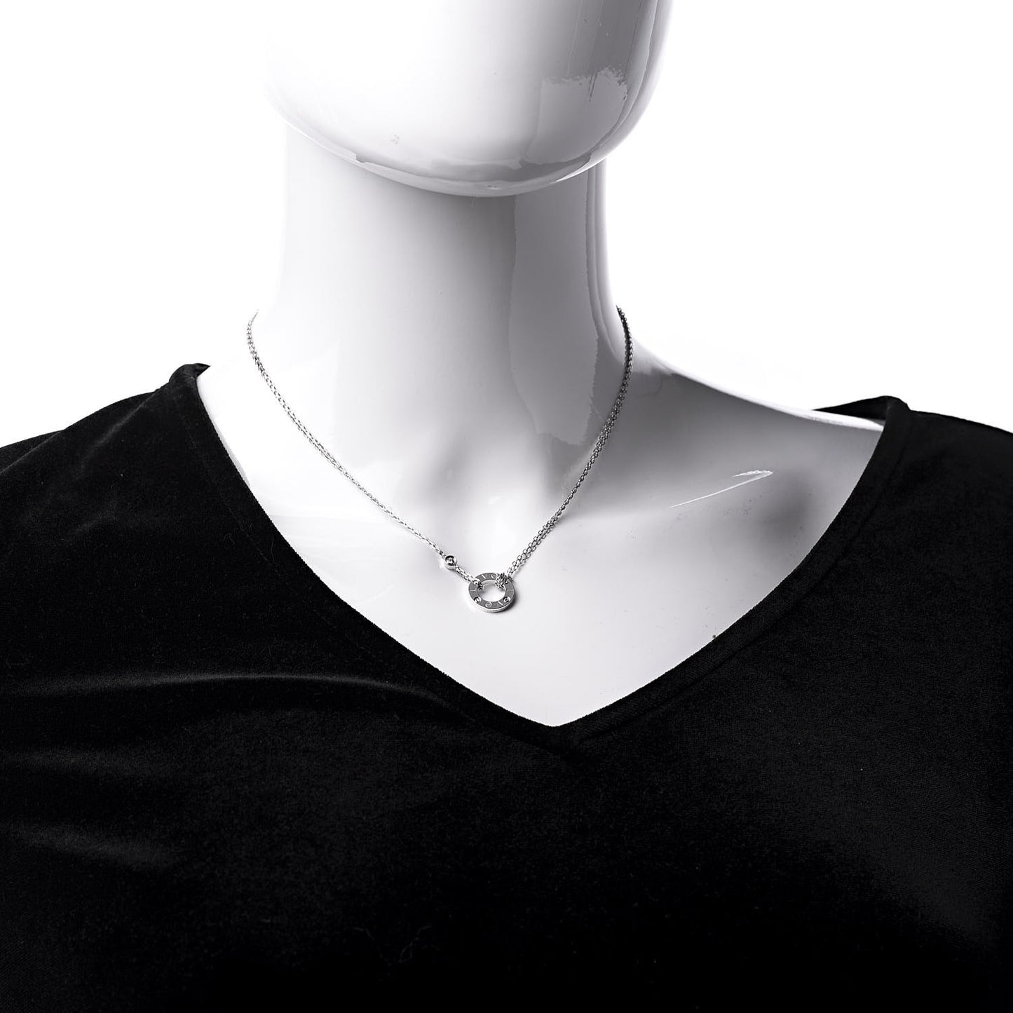 18K White Gold 2 Diamond LOVE Necklace