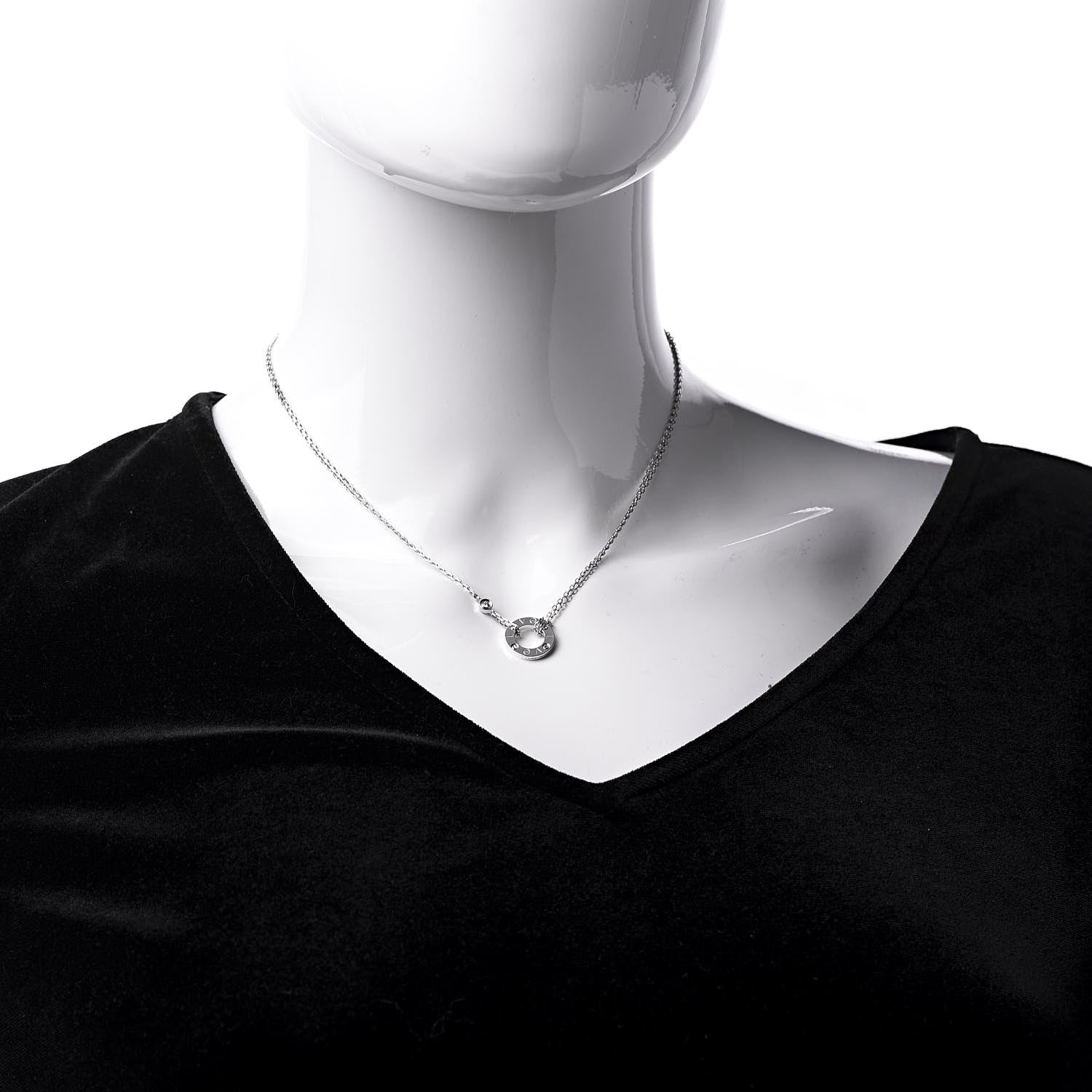 Cartier 18K White Gold 2 Diamond LOVE Necklace 2 of 8