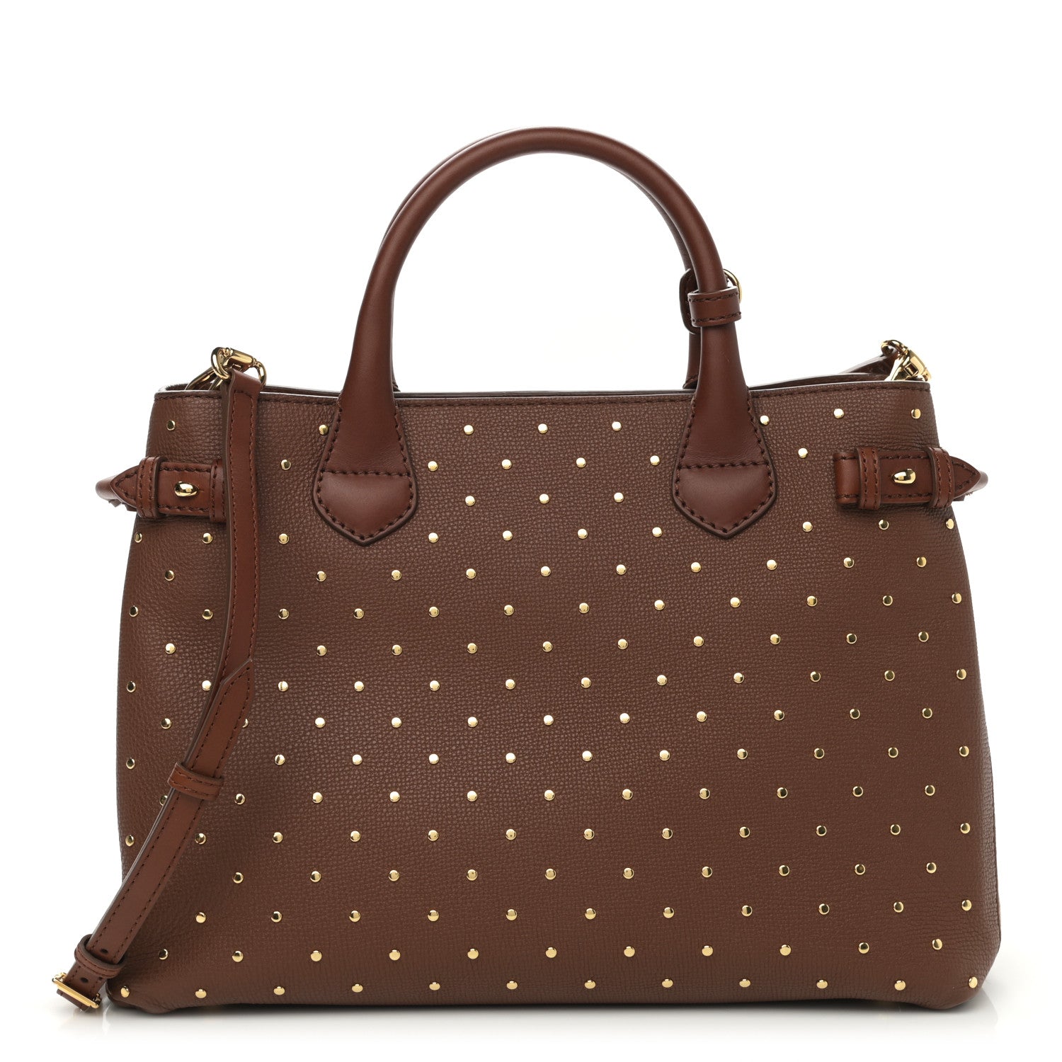 Burberry Grainy Calfskin Studded Medium Banner Tote Tan 1 of 10