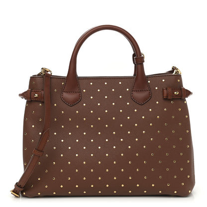 Burberry Grainy Calfskin Studded Medium Banner Tote Tan 1 of 10
