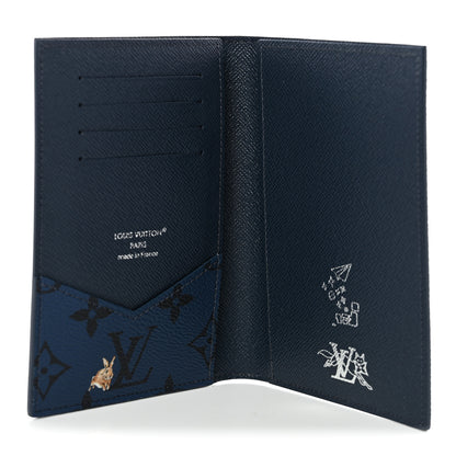 Louis Vuitton Monogram Forest Passport Cover Navy 5 of 8