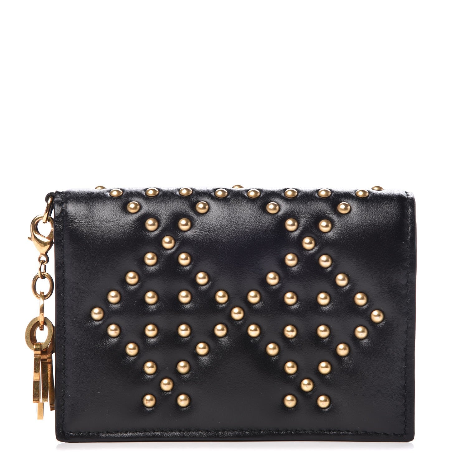 Christian Dior Lambskin Cannage Studded Lady Dior Card Holder Black 1 of 8