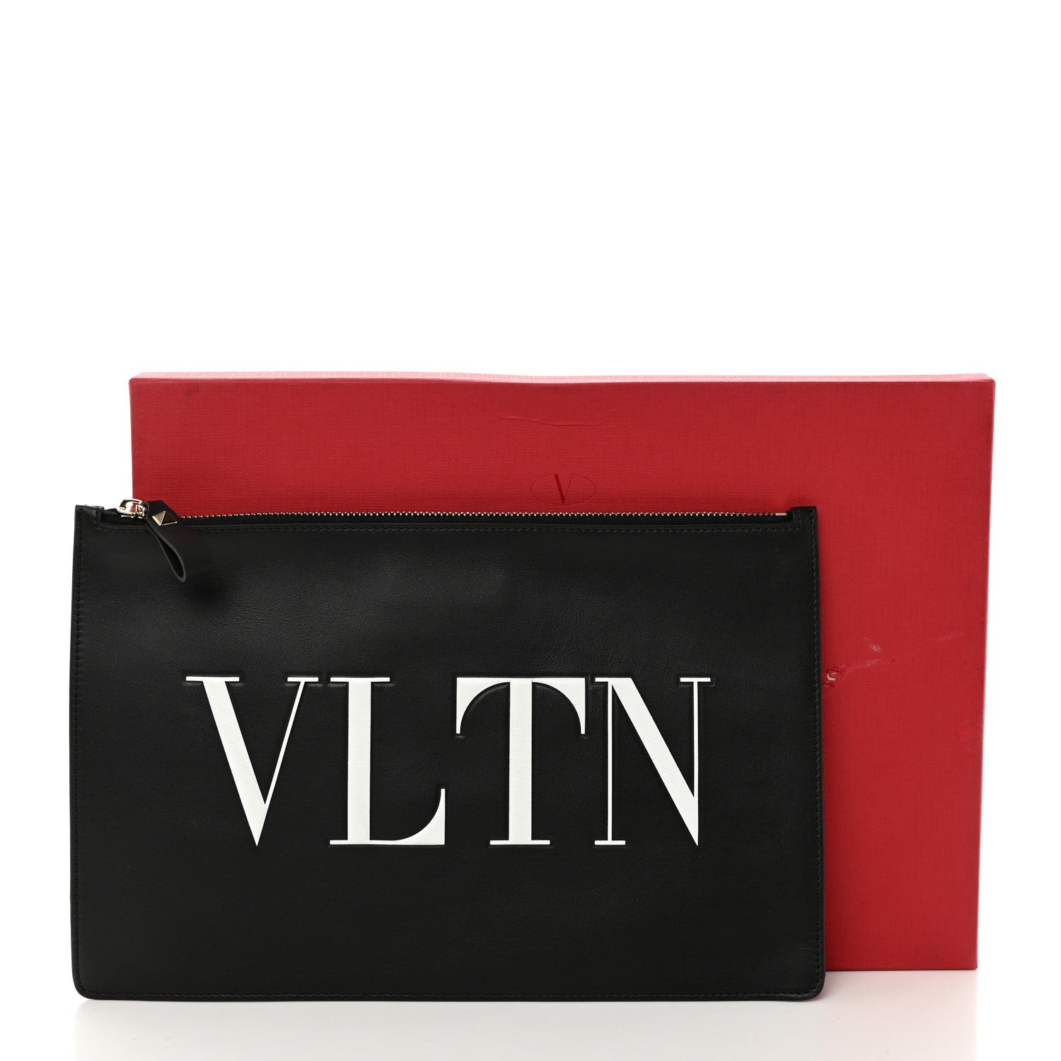 Valentino Garavani Calfskin VLTN Large Flat Zip Pouch Black 8 of 8