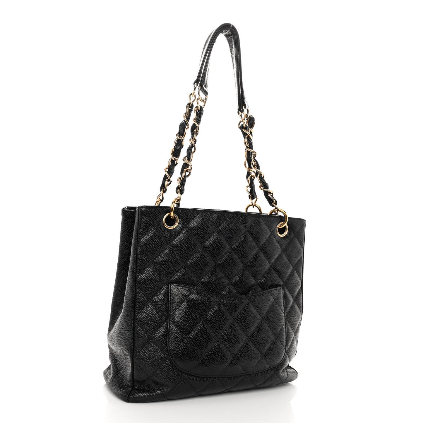 Caviar Quilted Petit Shopping Tote PST Black