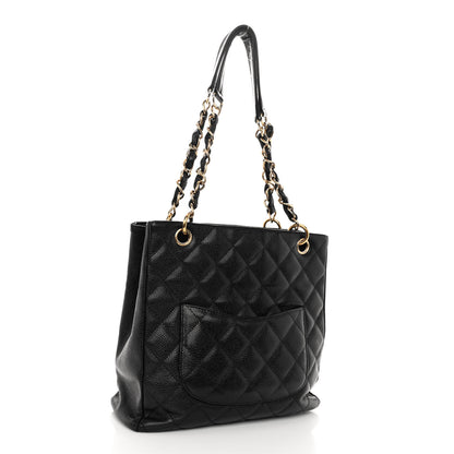 Chanel Caviar Quilted Petit Shopping Tote PST Black 3 of 11