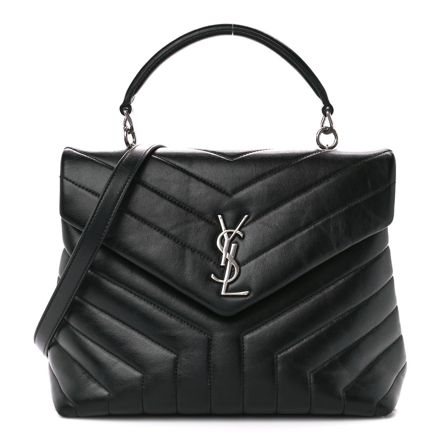 Saint Laurent Calfskin Y Quilted Monogram Medium Loulou Satchel Black 1 of 12
