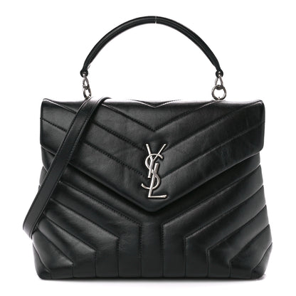 Saint Laurent Calfskin Y Quilted Monogram Medium Loulou Satchel Black 1 of 12