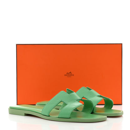 Hermes Epsom Oran Sandals 37 Vert Pomme 9 of 9