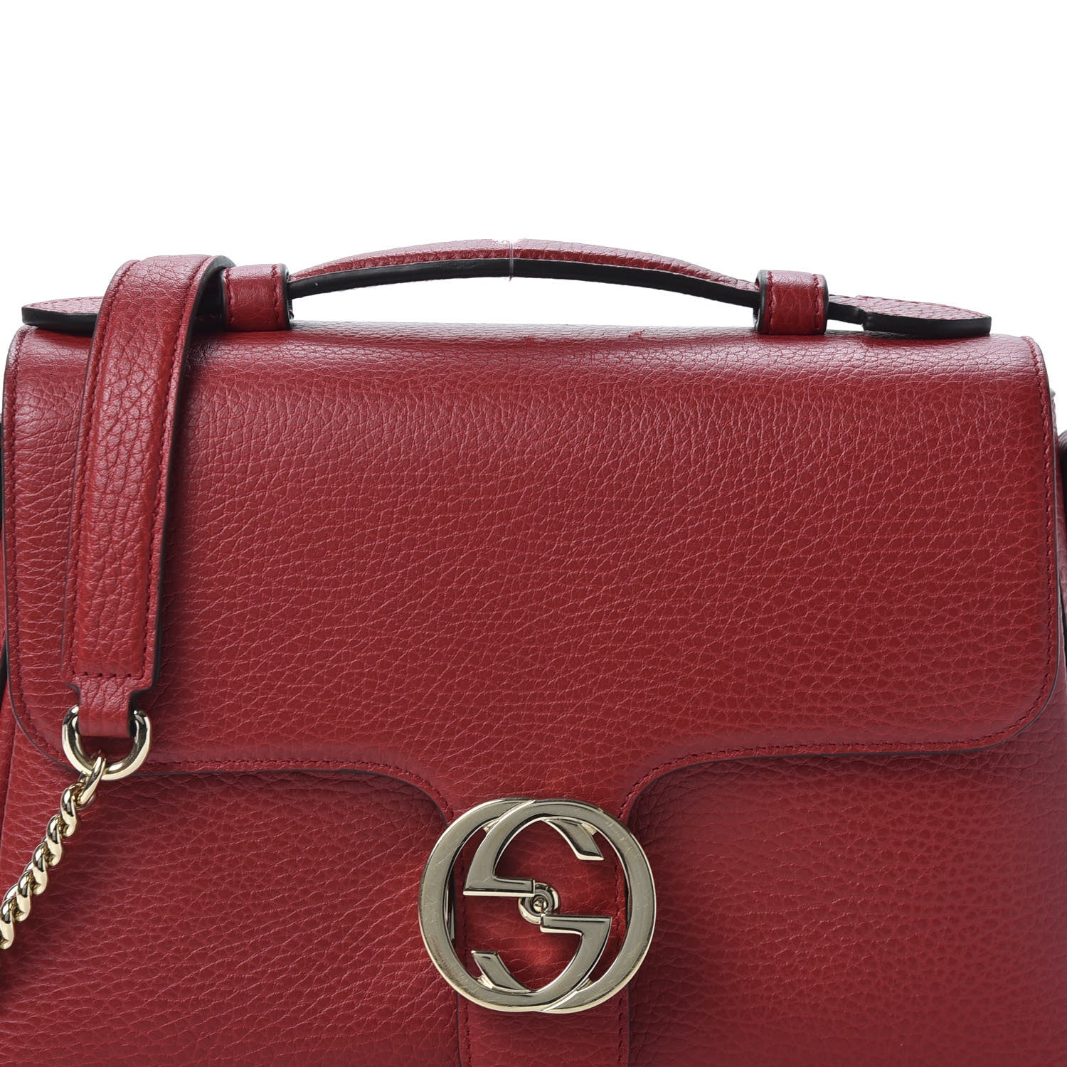 Gucci Dollar Calfskin Interlocking G Top Handle Shoulder Bag Red 10 of 10