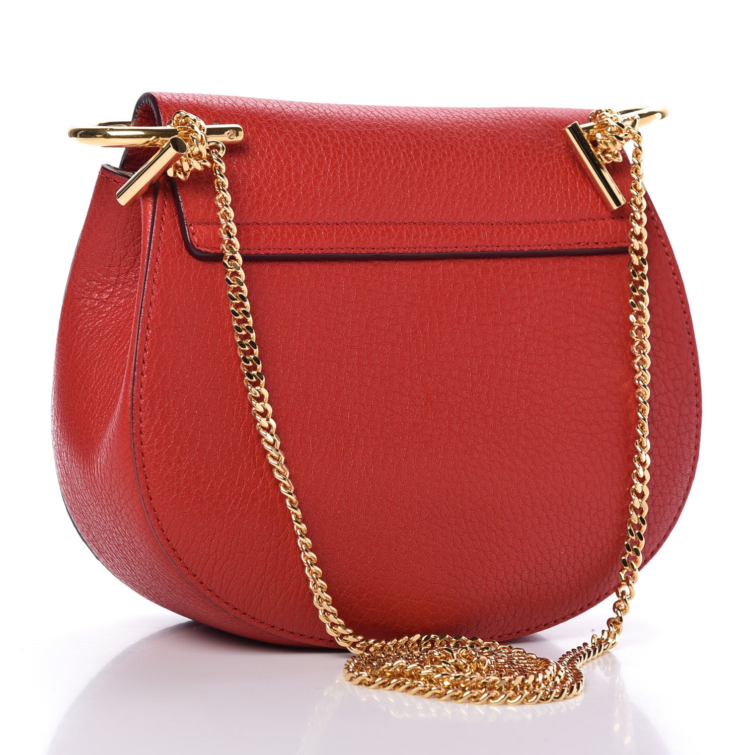Chloe Grained Lambskin Mini Drew Shoulder Bag Plaid Red 3 of 8