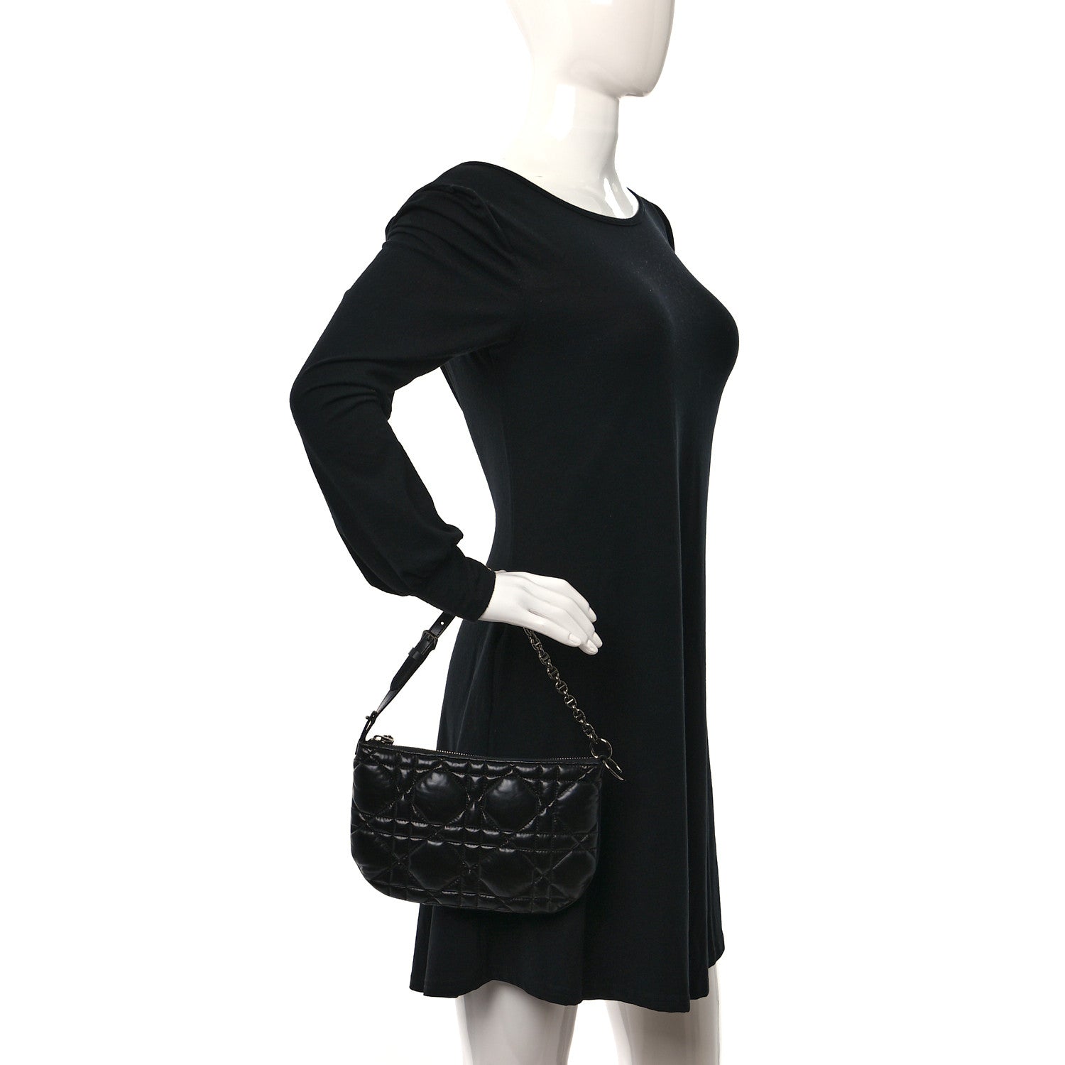 Christian Dior Calfskin Macrocannage Mini Dior Caro Tulip Bag Black 2 of 9