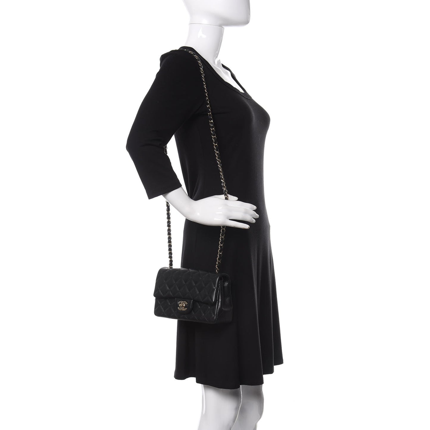 Lambskin Quilted Mini Rectangular Flap Black