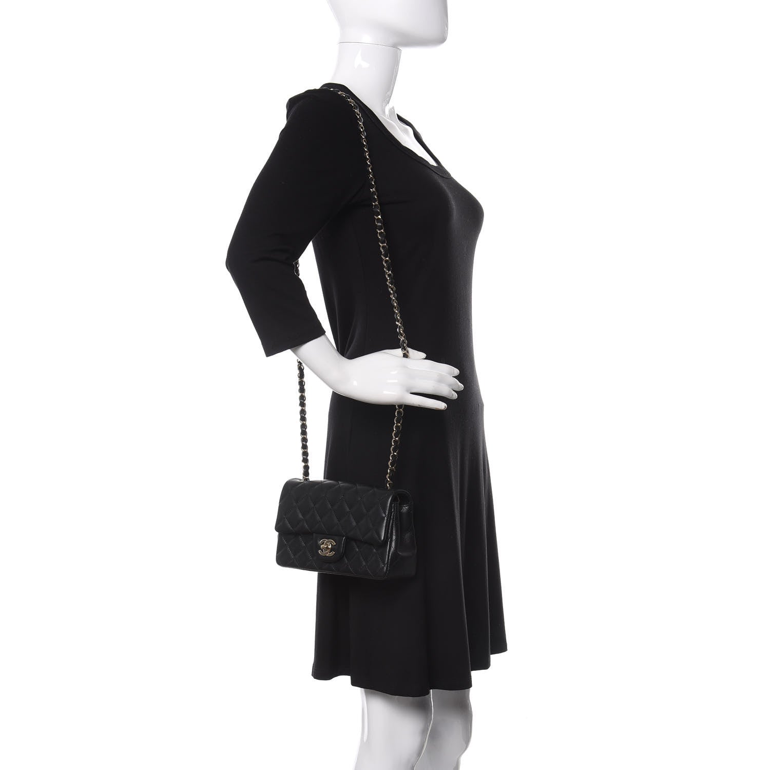 Chanel Lambskin Quilted Mini Rectangular Flap Black 2 of 11