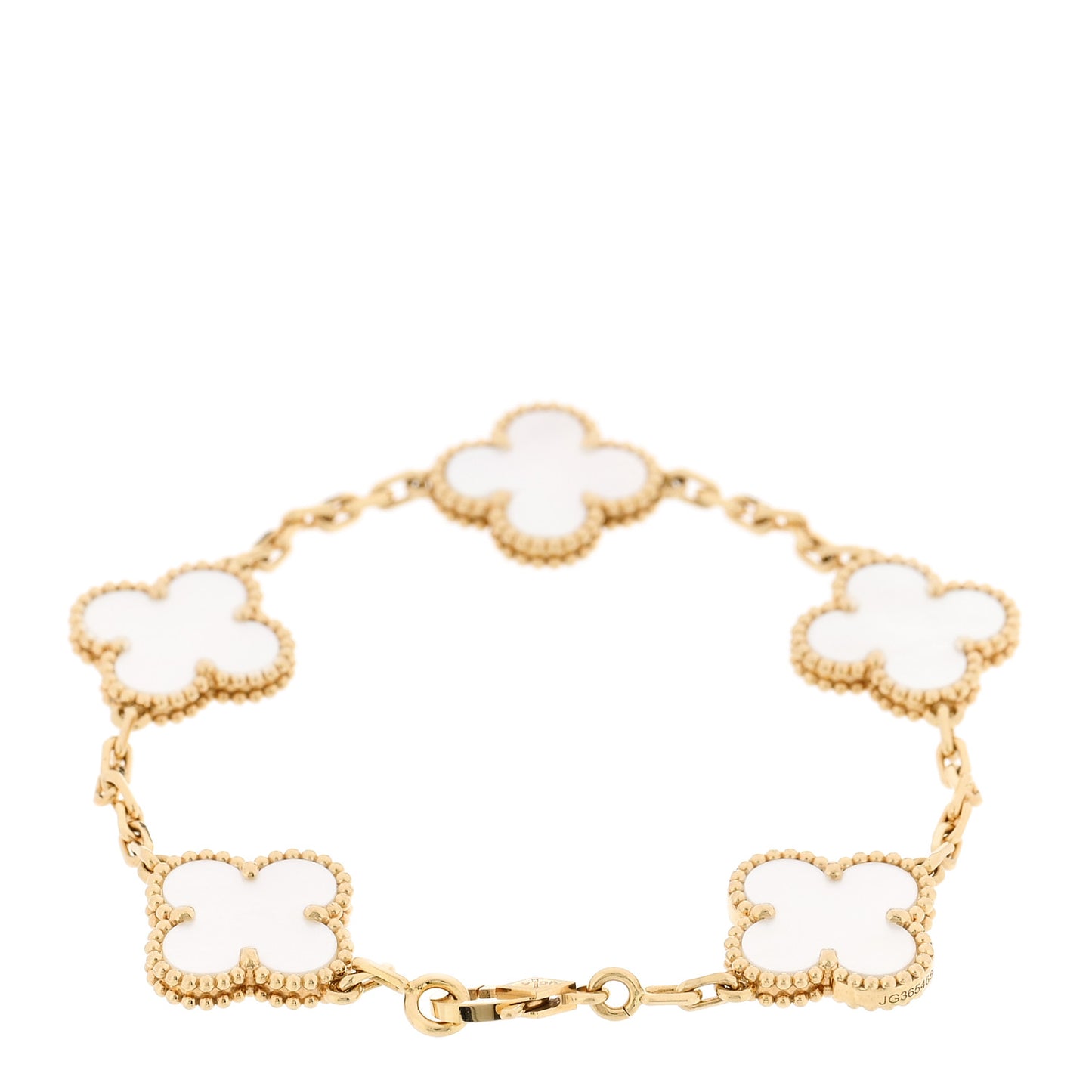 18K Yellow Gold Mother of Pearl 5 Motifs Vintage Alhambra Bracelet