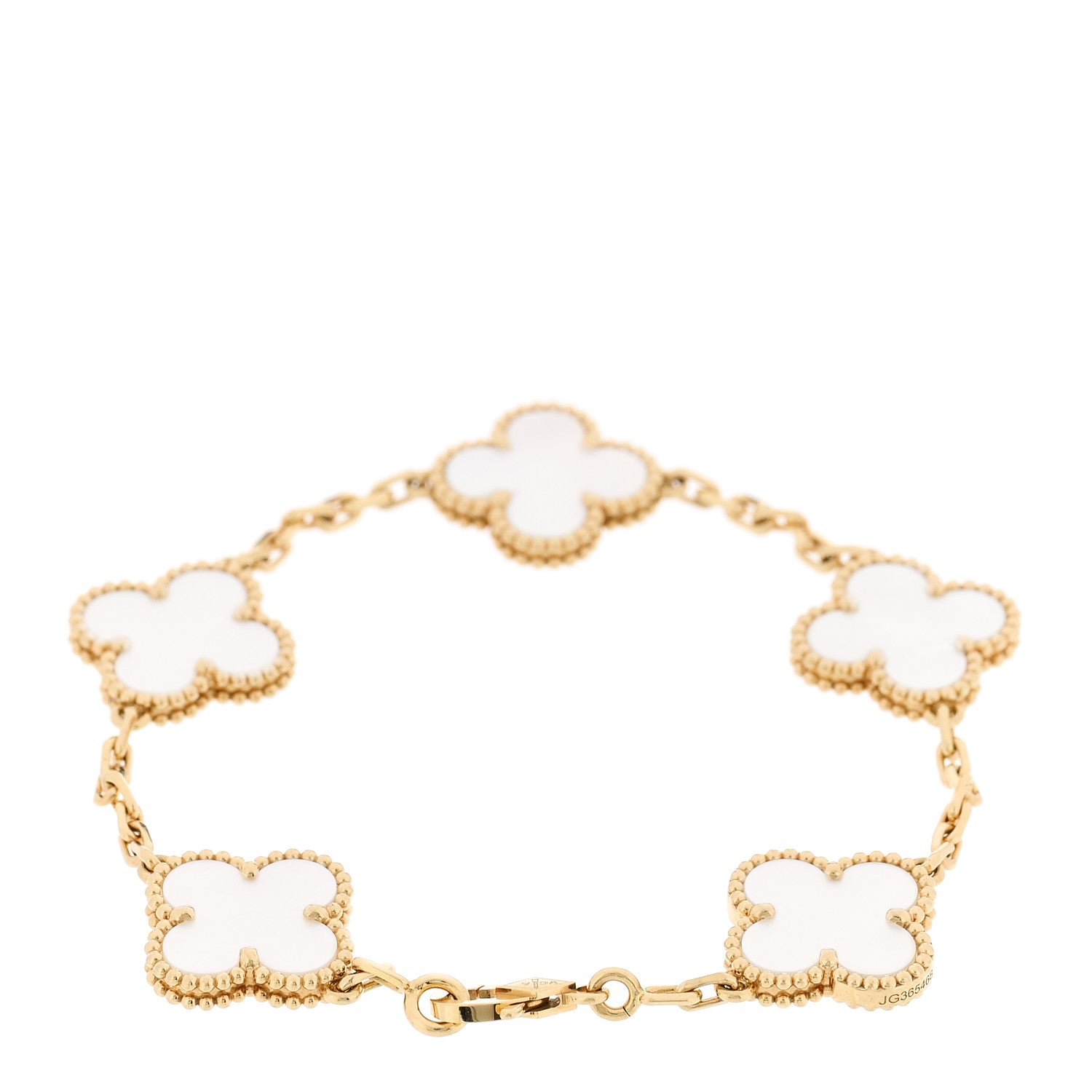 Van Cleef & Arpels 18K Yellow Gold Mother of Pearl 5 Motifs Vintage Alhambra Bracelet 2 of 6