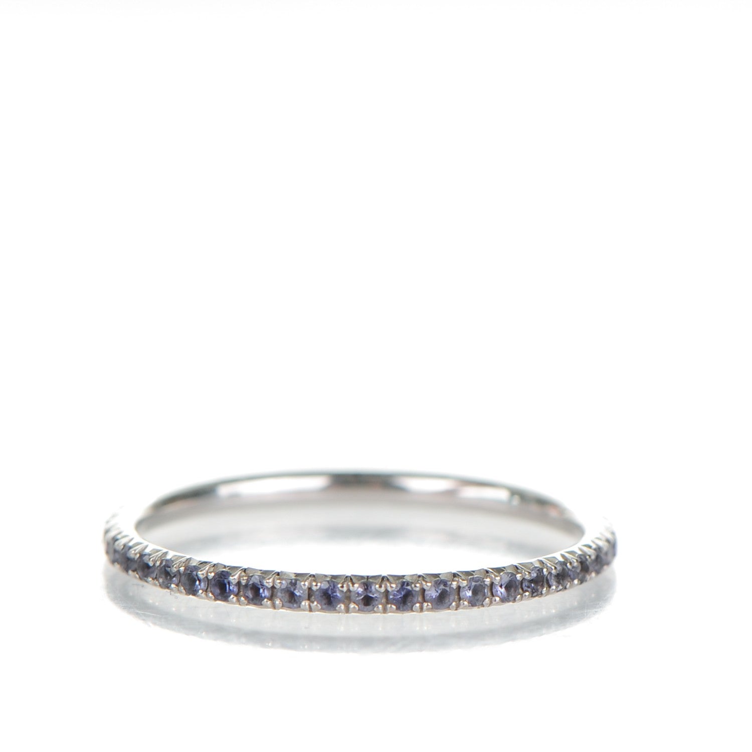 Tiffany 18K White Gold Iolite Metro Single Row Ring 6.5 3 of 5