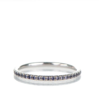 Tiffany 18K White Gold Iolite Metro Single Row Ring 6.5 3 of 5