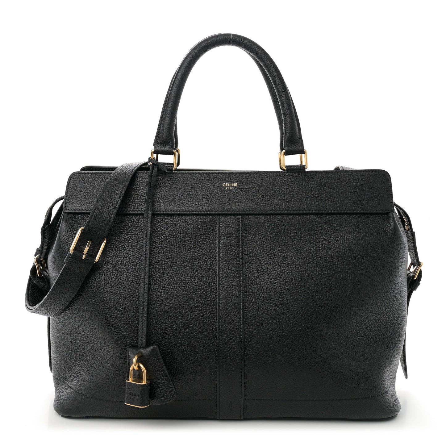 Grained Calfskin Medium Cabas De France Black