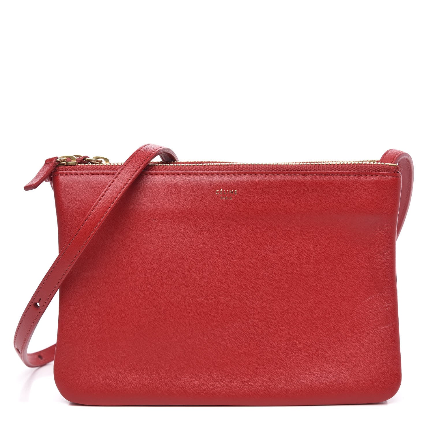 Celine Lambskin Small Trio Crossbody Bag Red 1 of 12