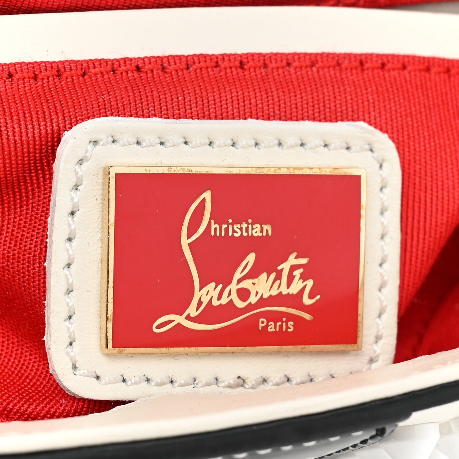 Christian Louboutin Calfskin Spikes Sweety Charity Shoulder Bag White Black 5 of 12