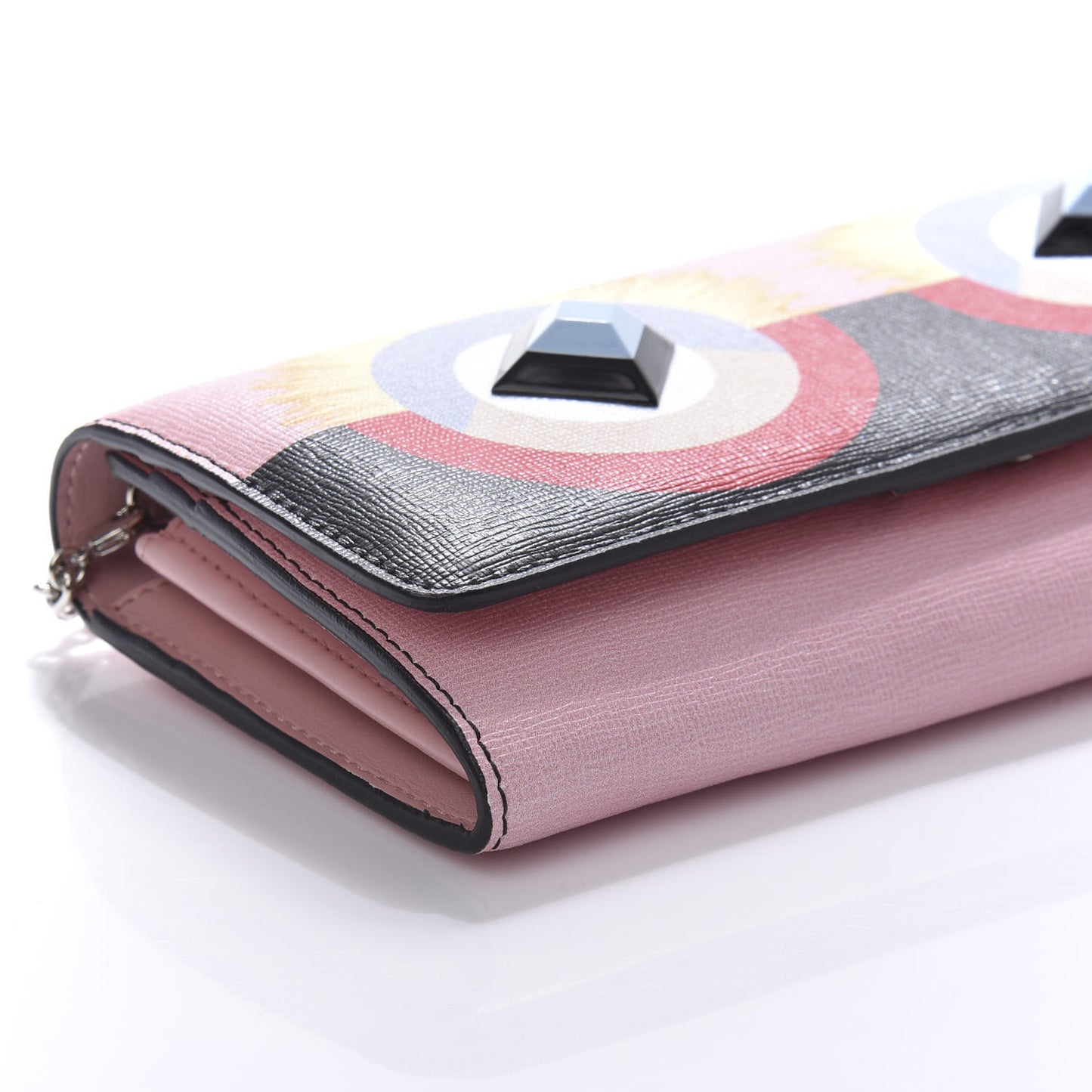 Vitello Elite Century Hypnoteyes Studded Continental Wallet On Chain Bubblegum Multicolor