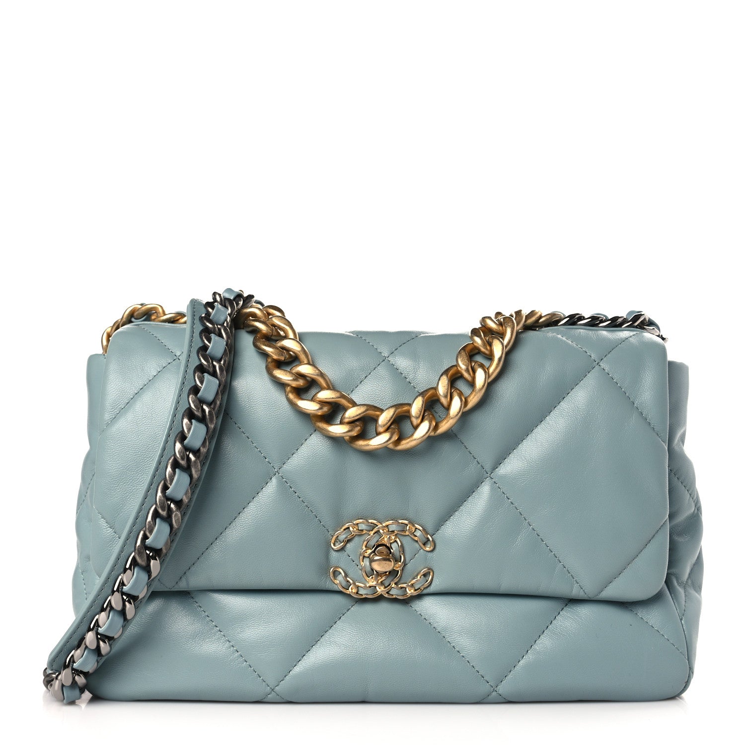 Chanel Goatskin Quilted Large Chanel 19 Flap Blue 1 of 9