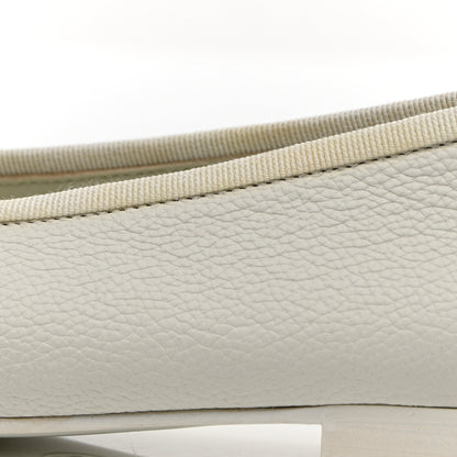 Chanel Calfskin Patent CC Cap Toe Ballerina Flats 37.5 White Blue 14 of 14