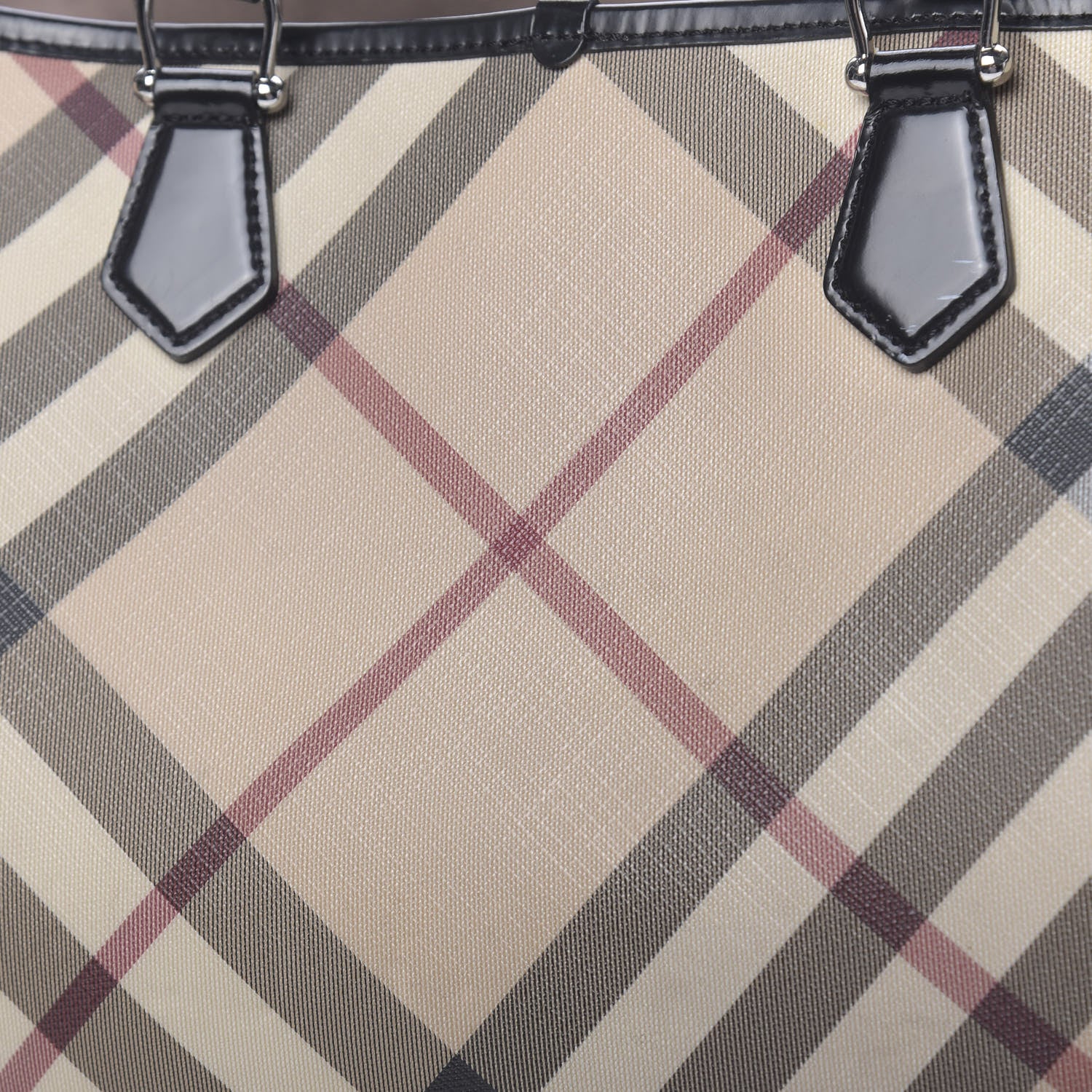 Burberry Patent Trim Nova Check Tote Black 22 of 28