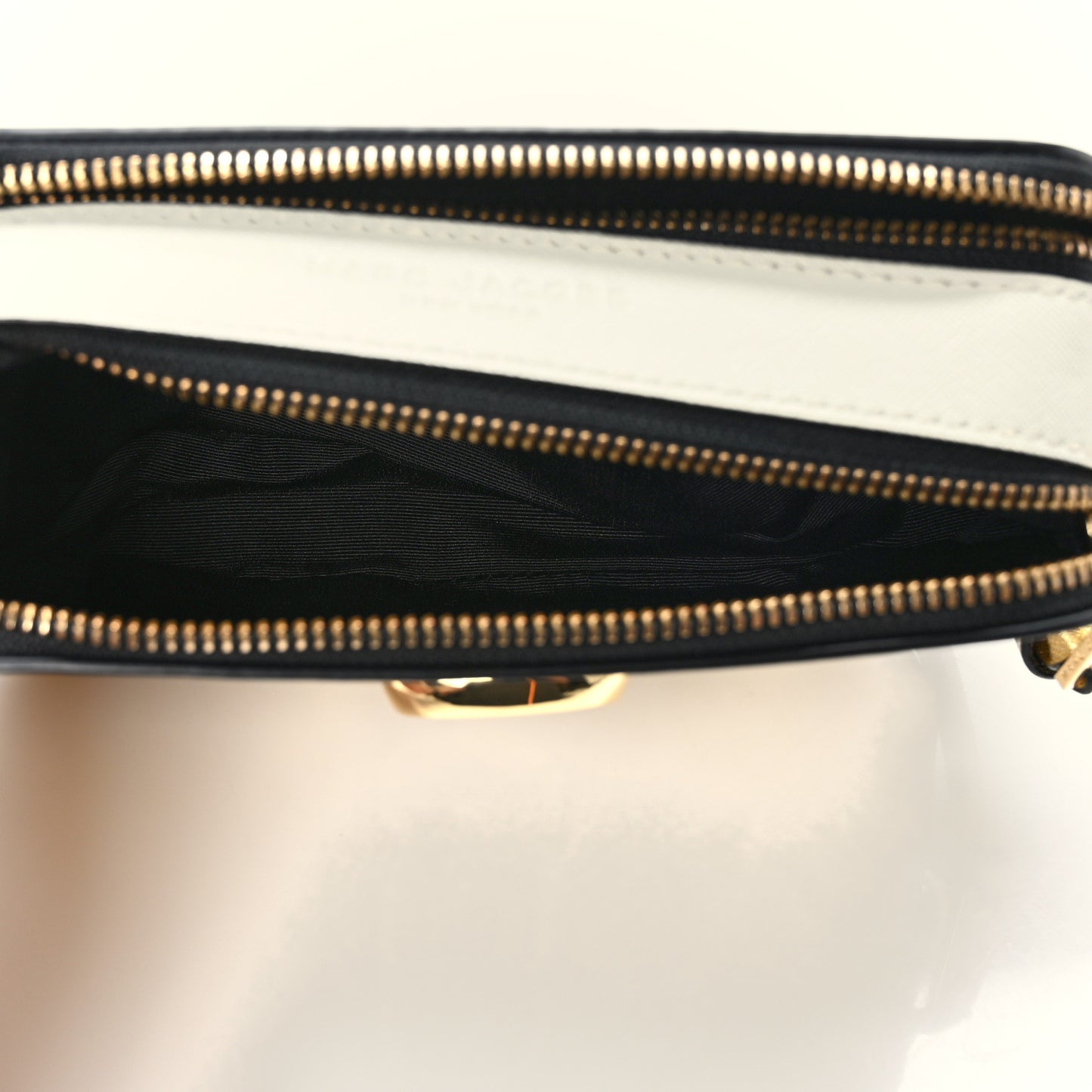 Saffiano Small Snapshot Camera Bag Gold Navy