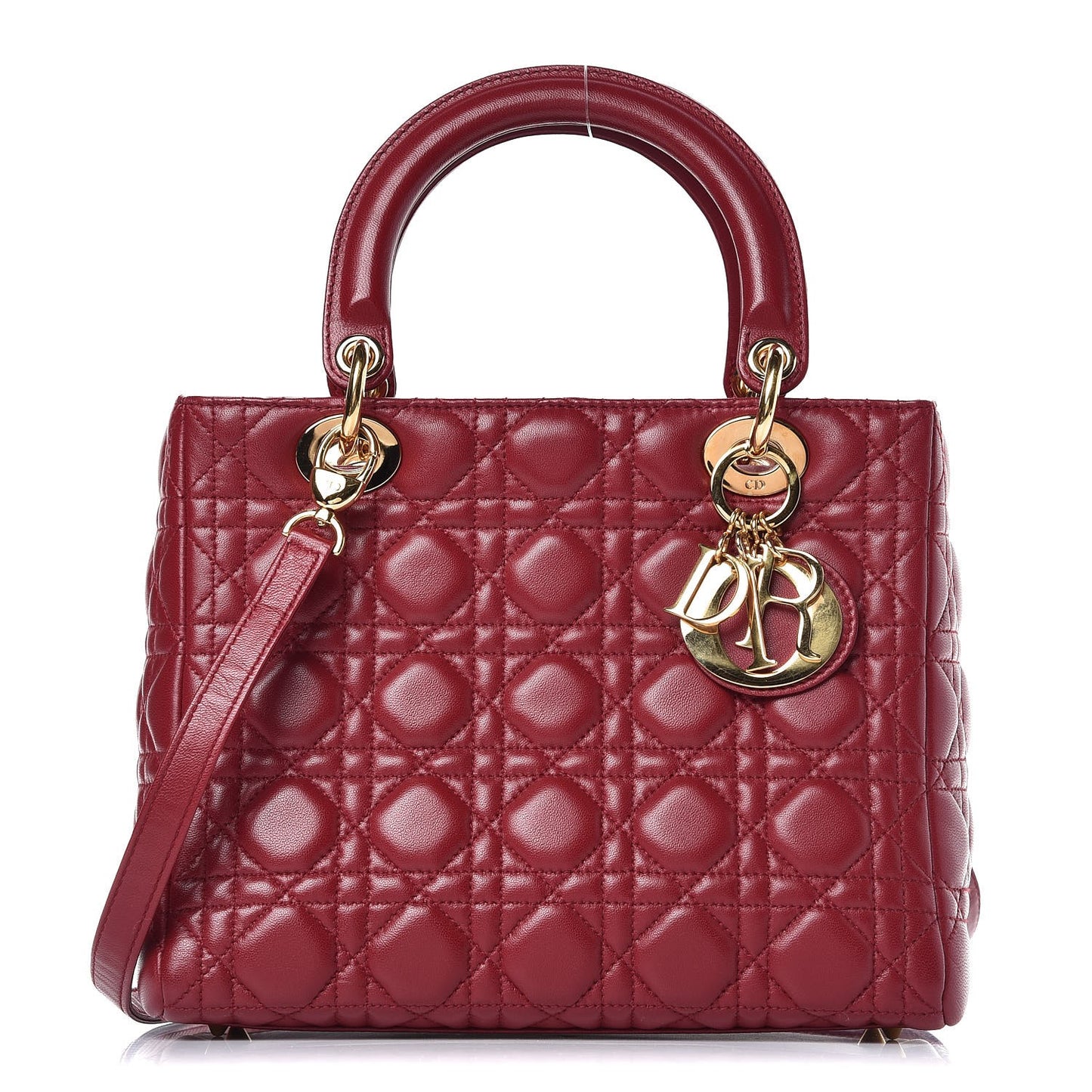 Lambskin Cannage Medium Lady Dior Red