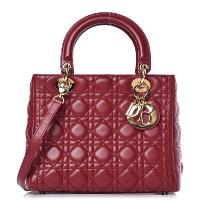 Christian Dior Lambskin Cannage Medium Lady Dior Red 1 of 7