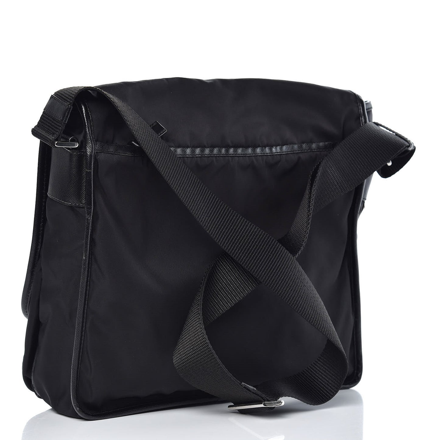 Tessuto Nylon Saffiano Messenger Satchel Black