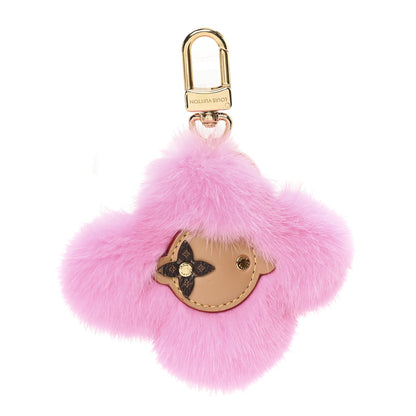 Louis Vuitton Calfskin Mink Fur Vivienne Bag Charm Key Holder Pink 1 of 3