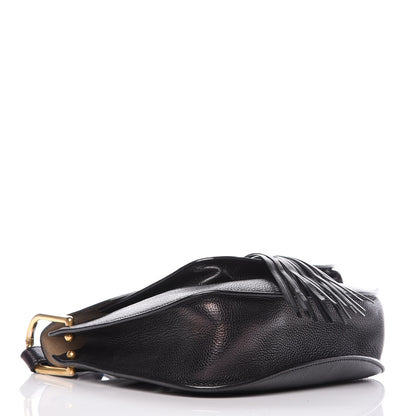 Chloe Grained Calfskin Medium Hudson Tassel Shoulder Bag Black 4 of 22