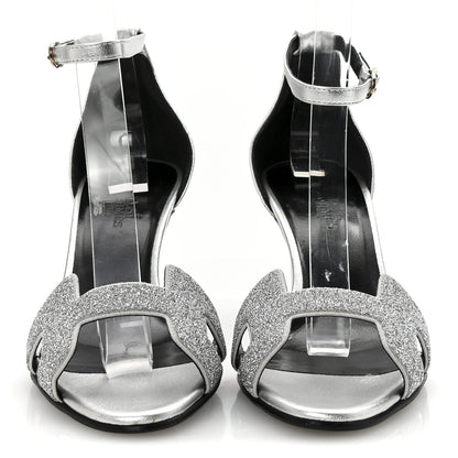 Hermes Metallic Lambskin Crystal Powder Premiere 70 Sandals 37 Gris Argente 3 of 8