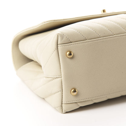 Chanel Caviar Chevron Quilted Small Coco Handle Flap Light Beige 6 of 10