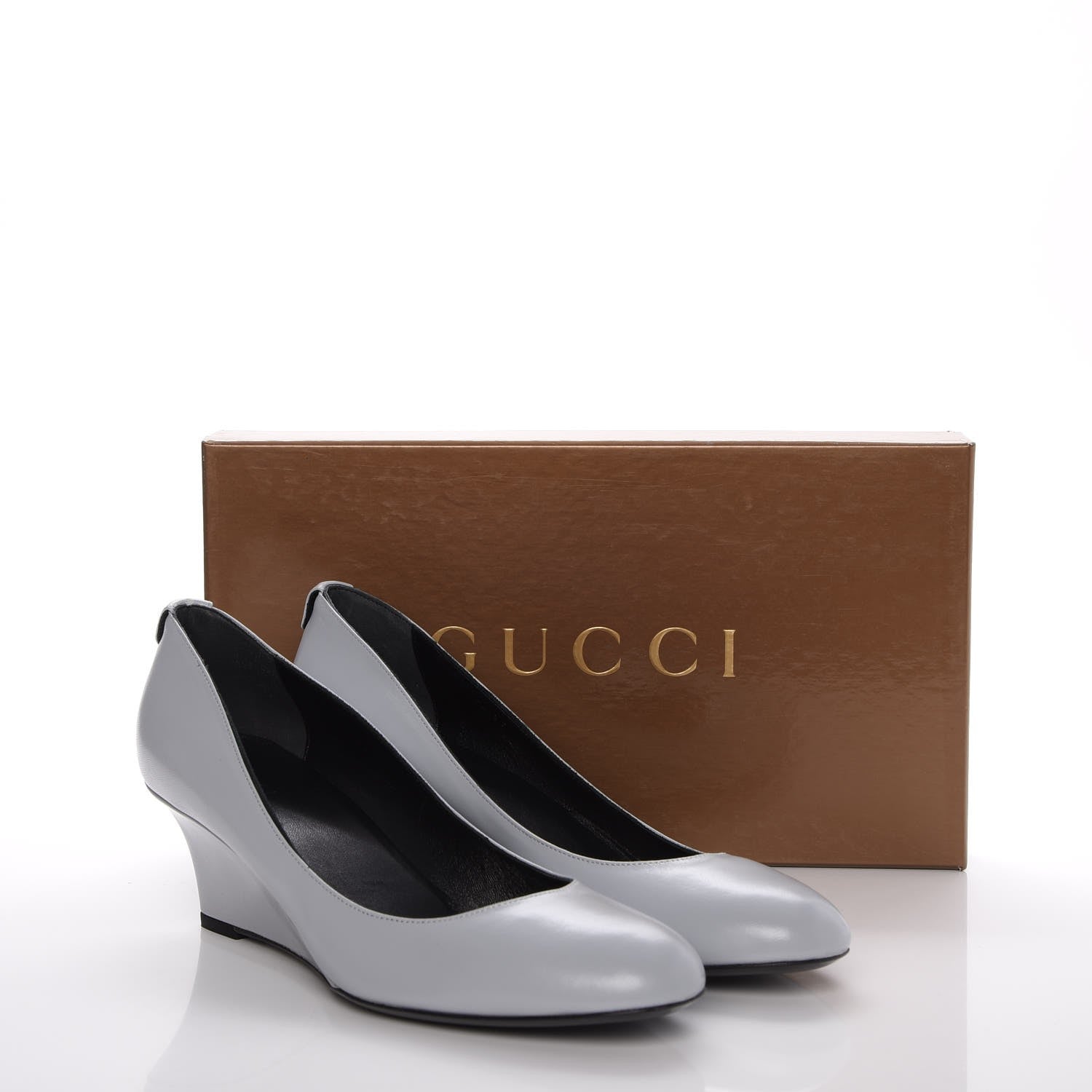 Gucci Nappa Wedge Pumps 37 Light Blue 9 of 9