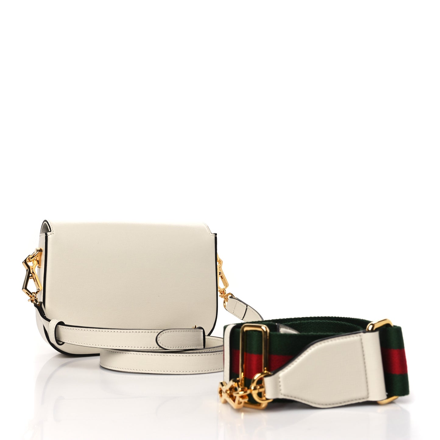 Azalea Calfskin Web Mini Horsebit 1955 Shoulder Bag Mystic White