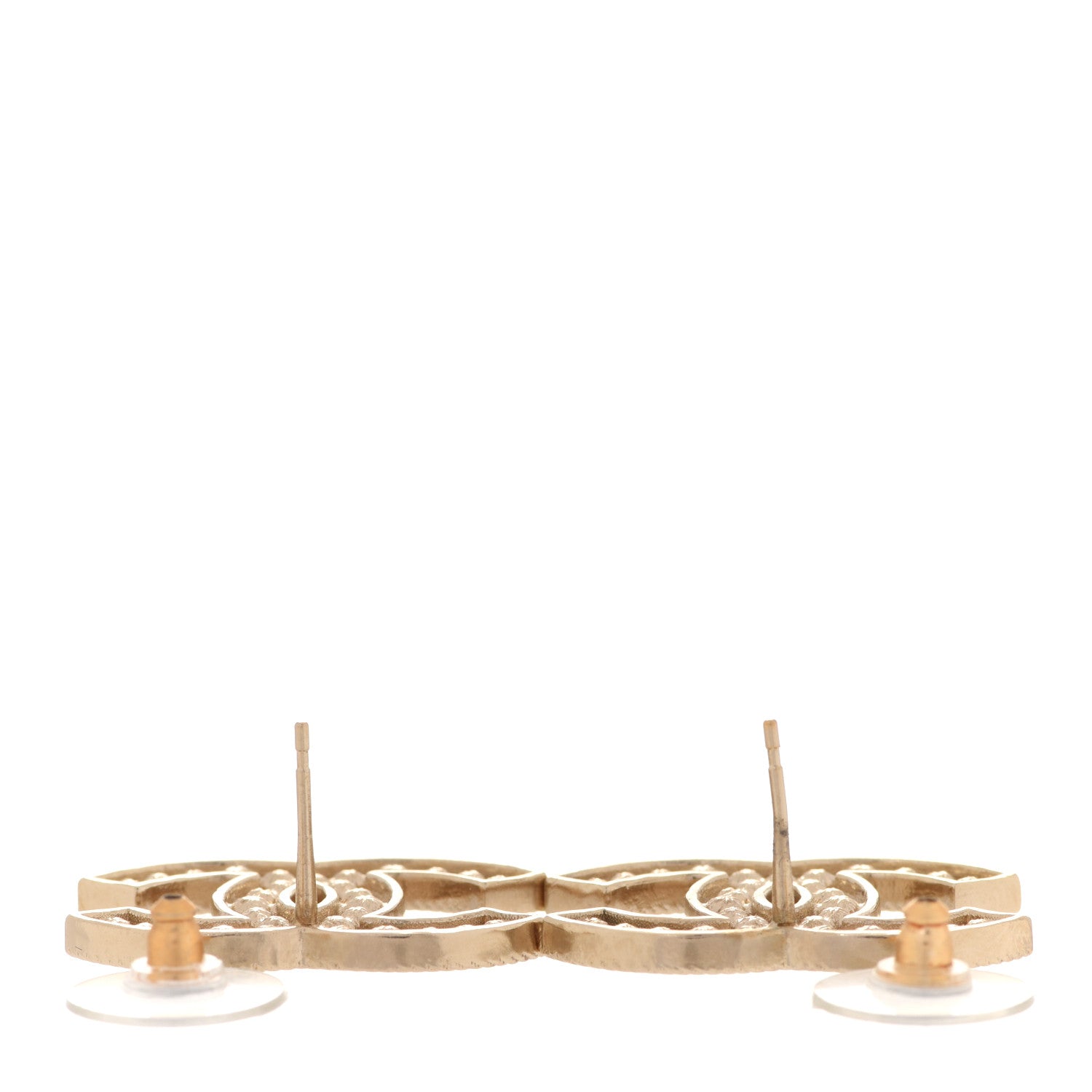 Chanel Pearl Crystal Sparkling Pearls CC Earrings Light Gold 3 of 4