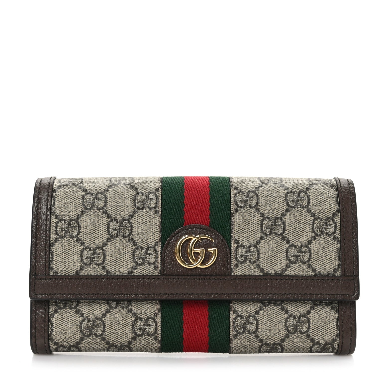 Gucci GG Supreme Monogram Web Ophidia Continental Wallet Brown 1 of 7