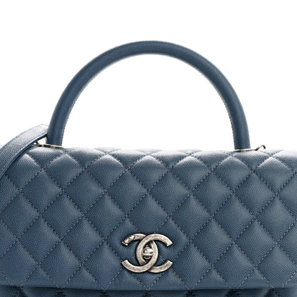 Chanel Caviar Quilted Small Coco Handle Flap Blue 8 of 10