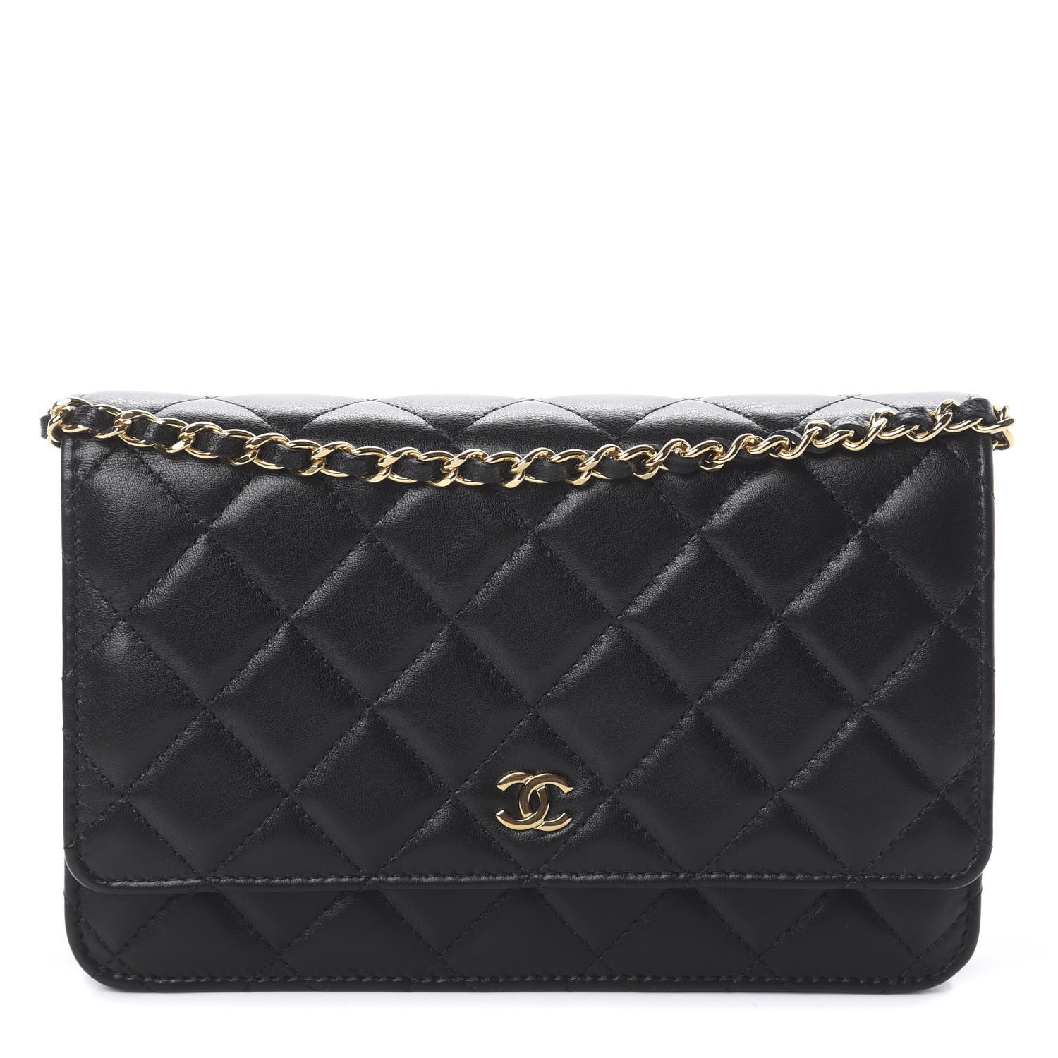 Chanel Lambskin Quilted Wallet On Chain WOC Black 1 of 9