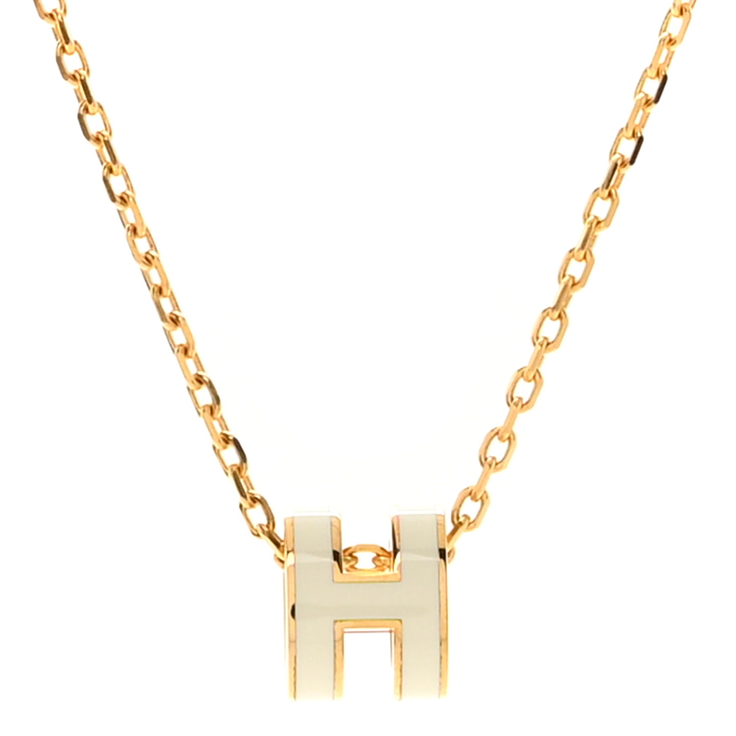 Lacquered Gold Mini Pop H Pendant Necklace White