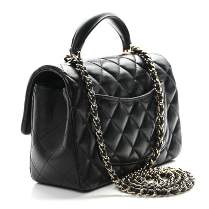 Chanel Lambskin Quilted Mini Top Handle Rectangular Flap Black 3 of 12