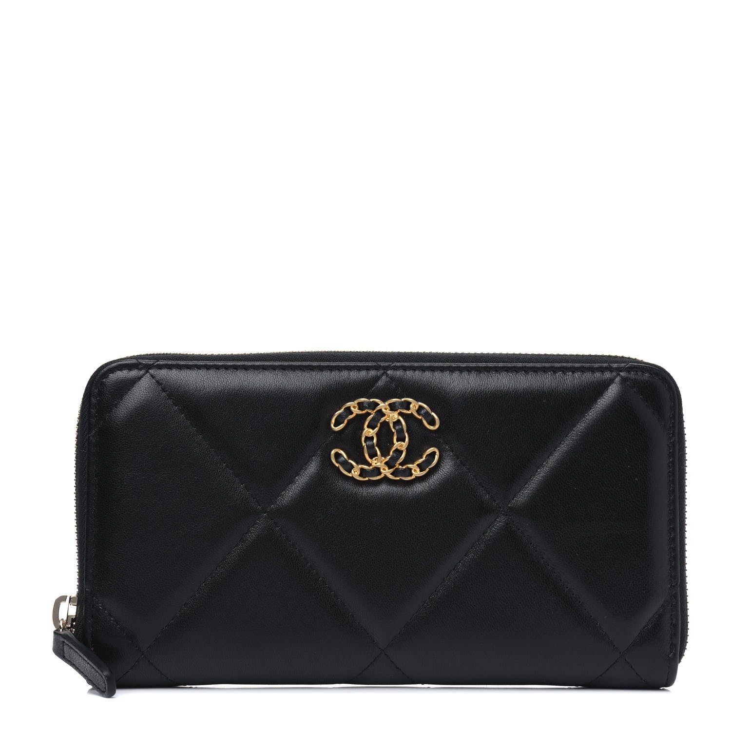 Chanel Lambskin Quilted 19 Long Zipped Around Wallet Black 1 of 4