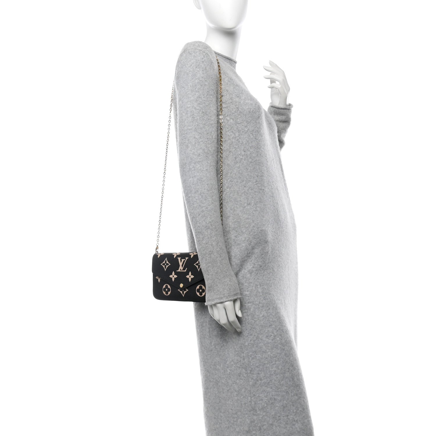 Louis Vuitton Empreinte Monogram Giant Felicie Pochette Black Beige 2 of 10