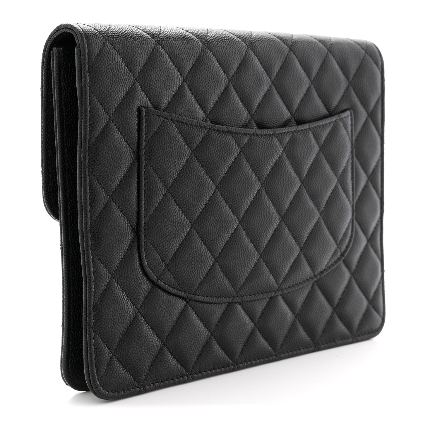 Caviar Quilted Square Flap Clutch Black
